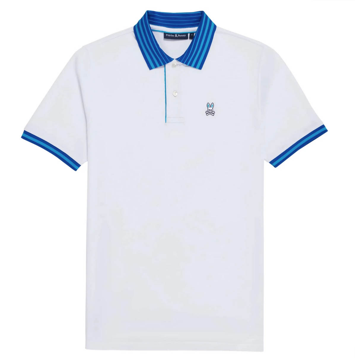 Polo da uomo Psycho Bunny Norris piqué pima logo cotone polo con marchio bianco - Foto 9 di 9