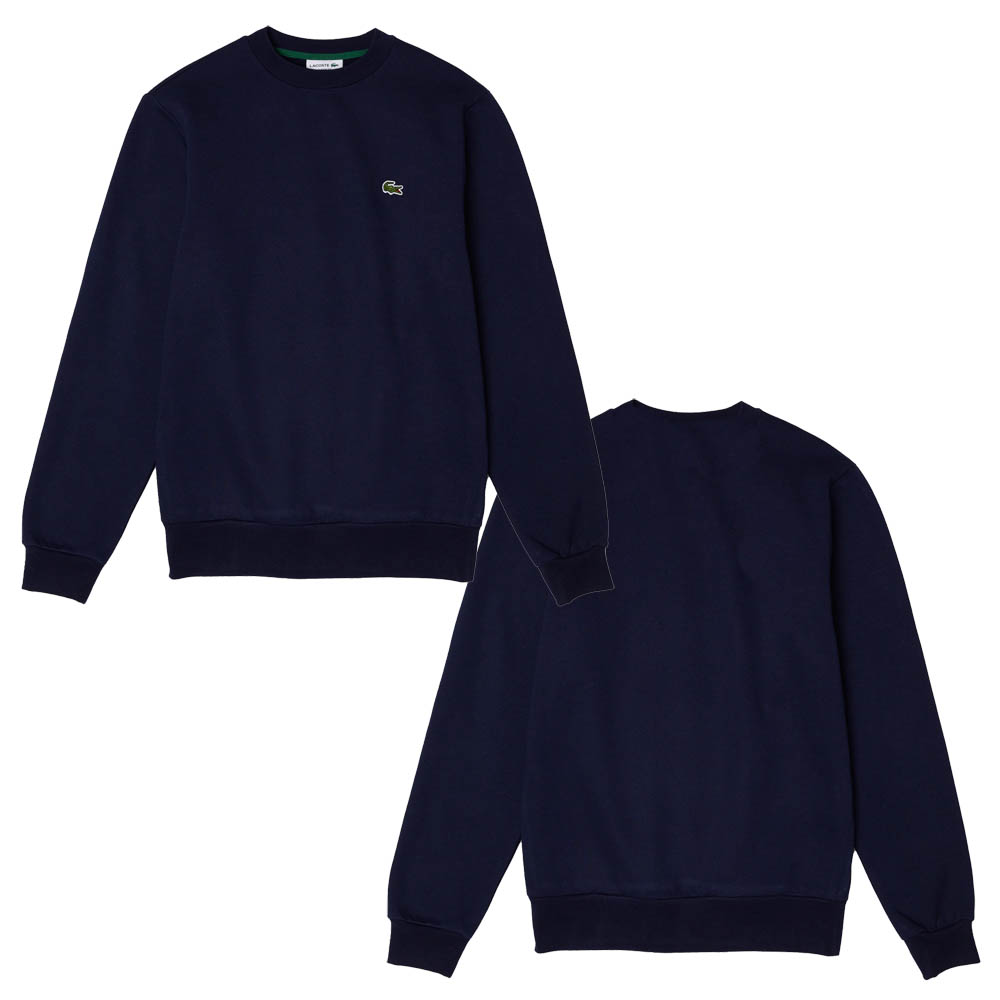 Lacoste Mens Sweatshirt Organic Cotton Low Crew Neck Jumper in Navy Blue - Picture 11 of 11