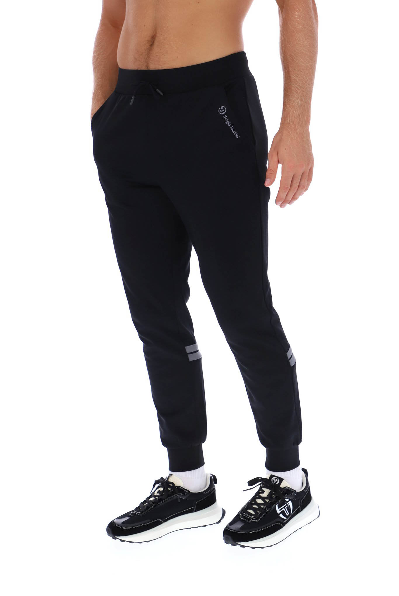 Sergio Tacchini Mens Track Pants Blow Logo Branded Joggers in Black - Picture 6 of 9