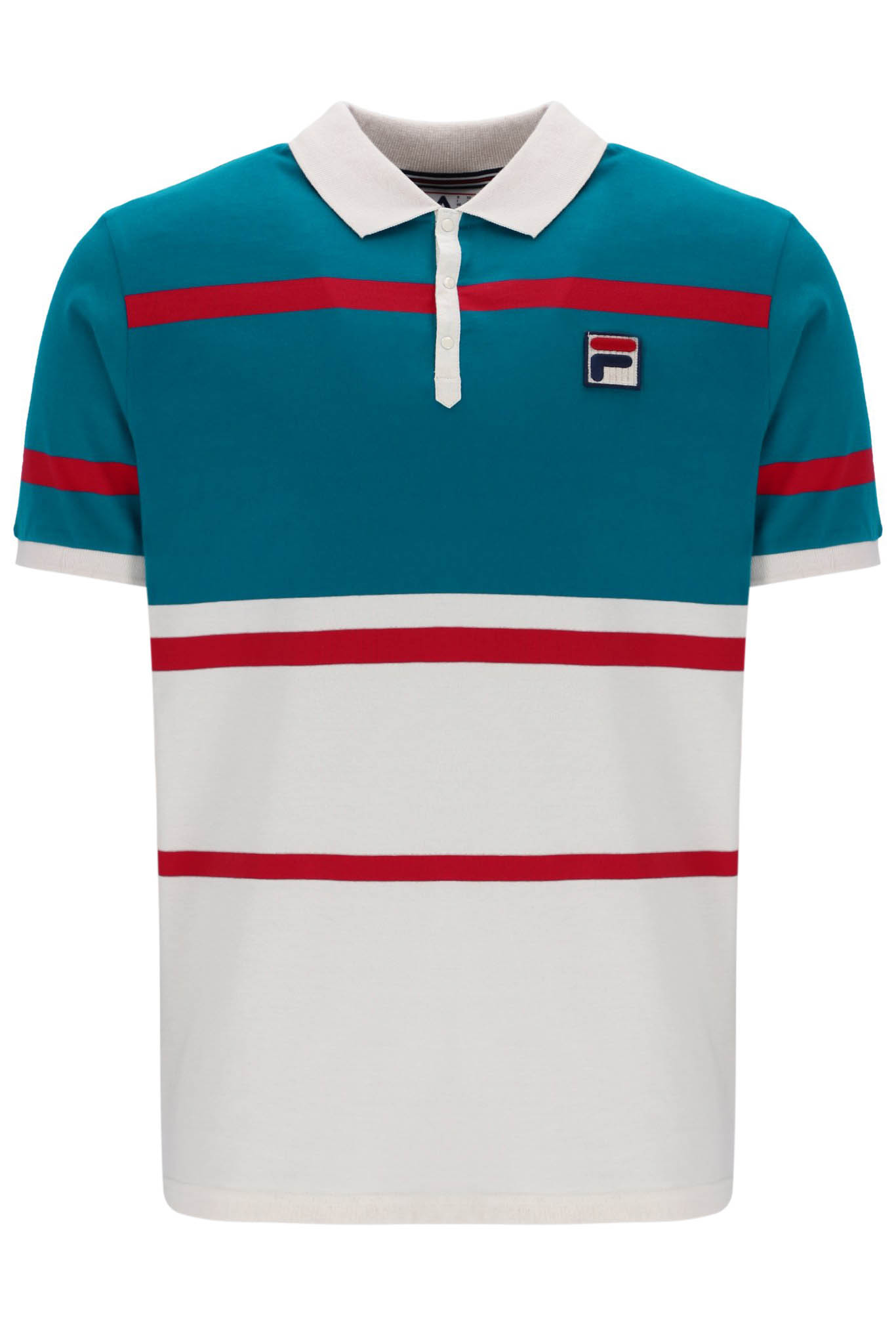 Polo Fila uomo anni 80 tennis Clarkson filato tinta righe polo gardenia/FILA rosso - Foto 7 di 8