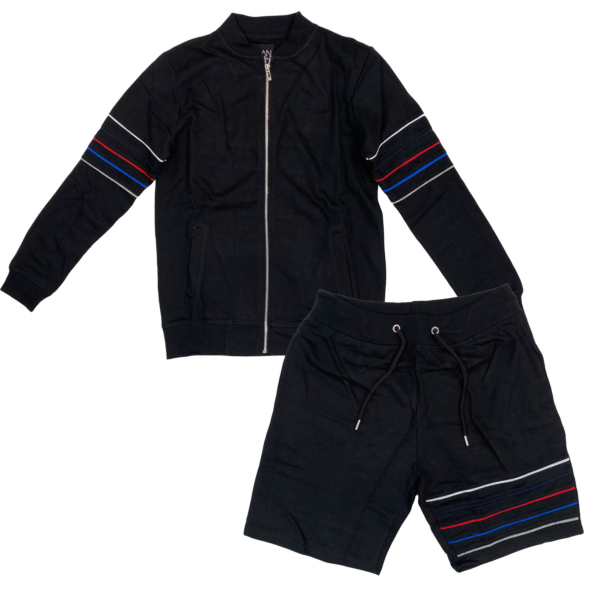 Track Top & Shorts Mens Set Cotton Full Zip Closure Matching Shorts in Black - Picture 12 of 14