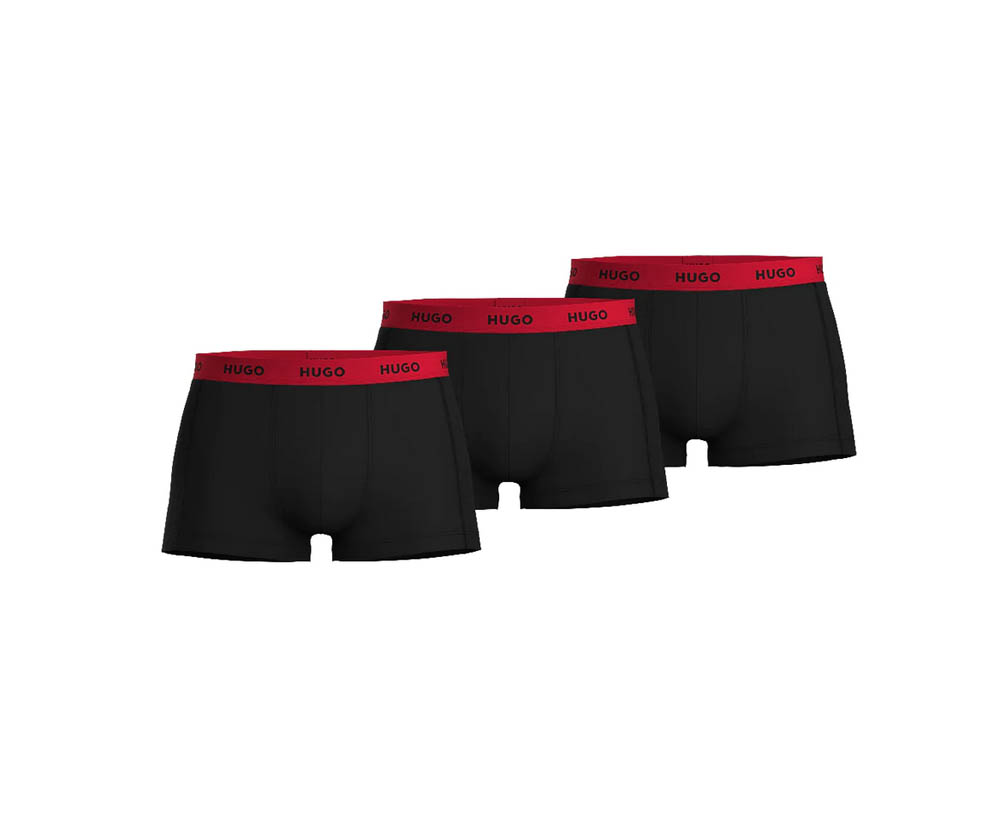 Boxer uomo HUGO confezione da 3 slip cotone elasticizzato con logo marca colore nero - Foto 4 di 6