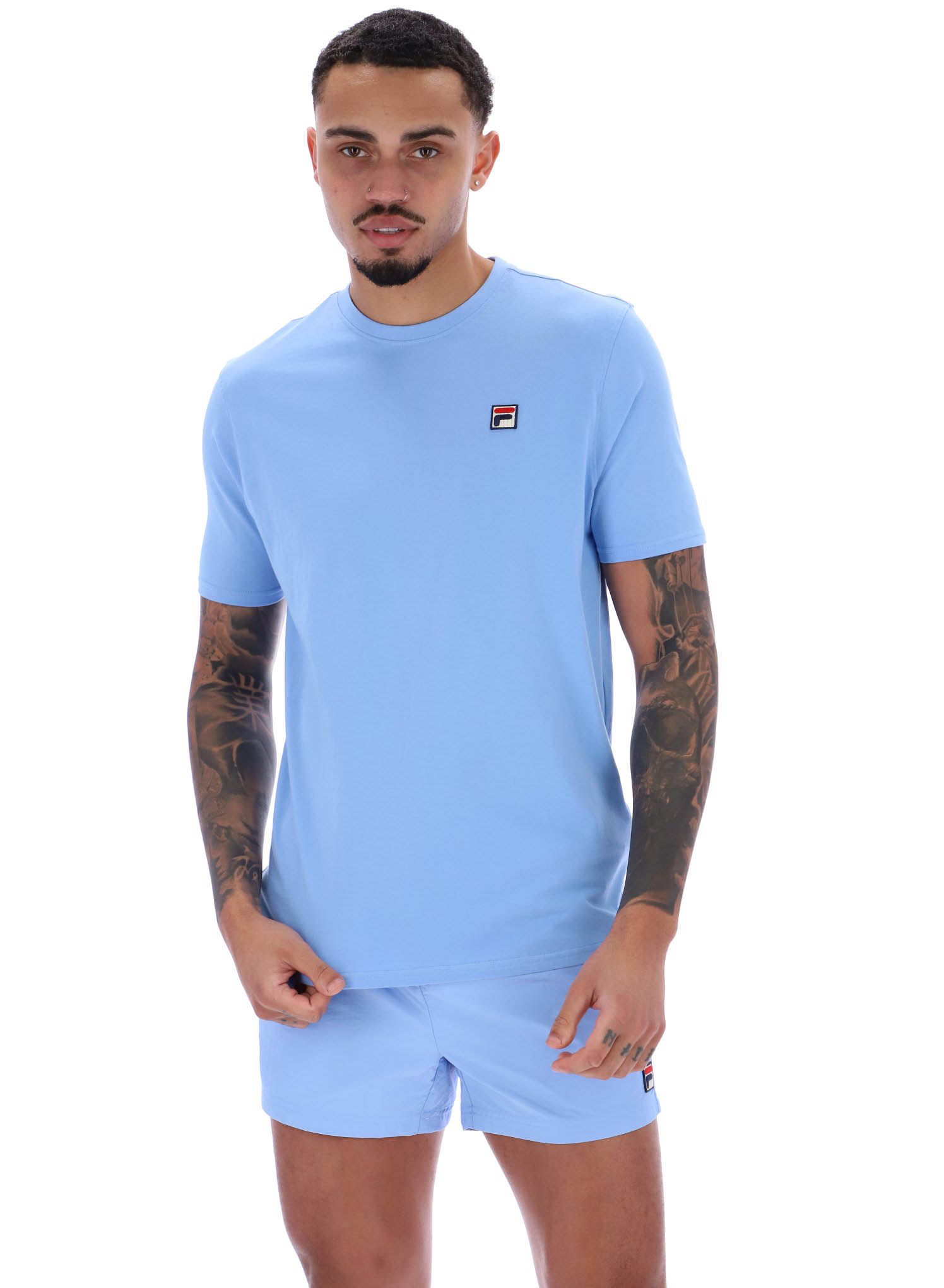 Fila Vintage Mens T-Shirt FILA Sunny 2 Crew Neck Cotton Tee in Vista Blue - Picture 8 of 11