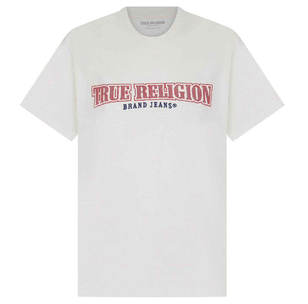 True Religion Mens T-Shirt Cross Stitch Arch Crew Neck Cotton Tee in White - Picture 6 of 8