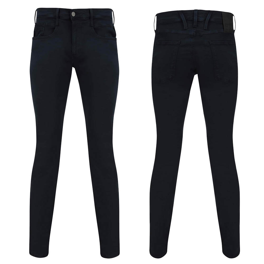 Replay Mens Jeans Anbass Hyperflex Color XLITE Slim Slight Stretch in Navy Blue - Picture 4 of 24