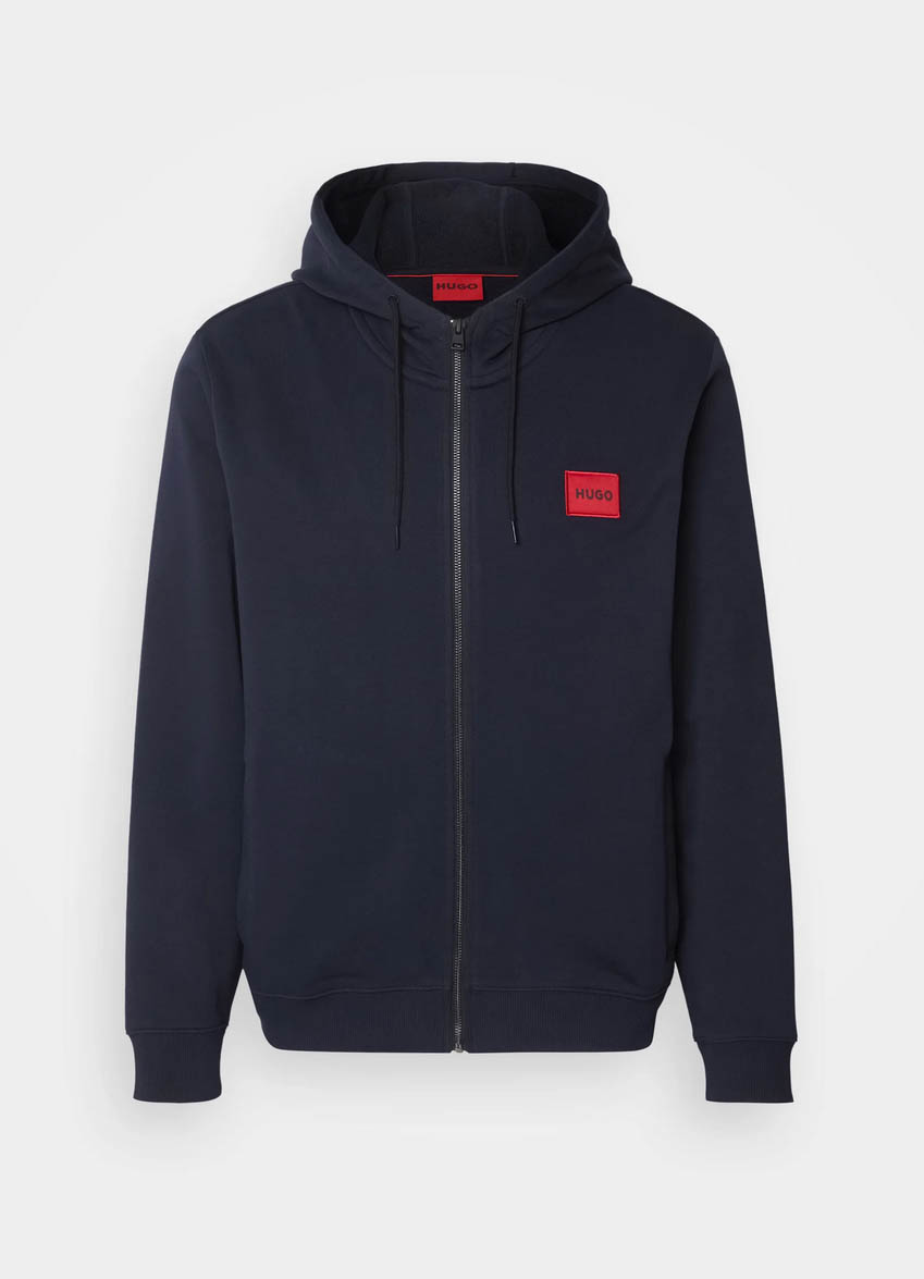 Hugo Mens Hoodie Daple 212 French Terry Zip Hoodie in Navy Blue - Picture 8 of 9