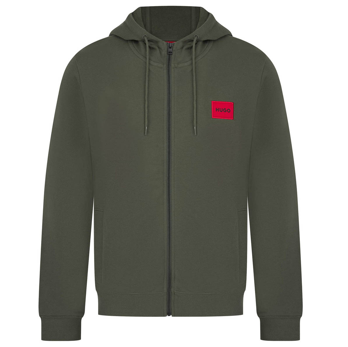 Hugo Mens Zip Hoodie DAPLE212 BOSS Hooded Logo Branded Cotton Top in Green - Picture 8 of 9