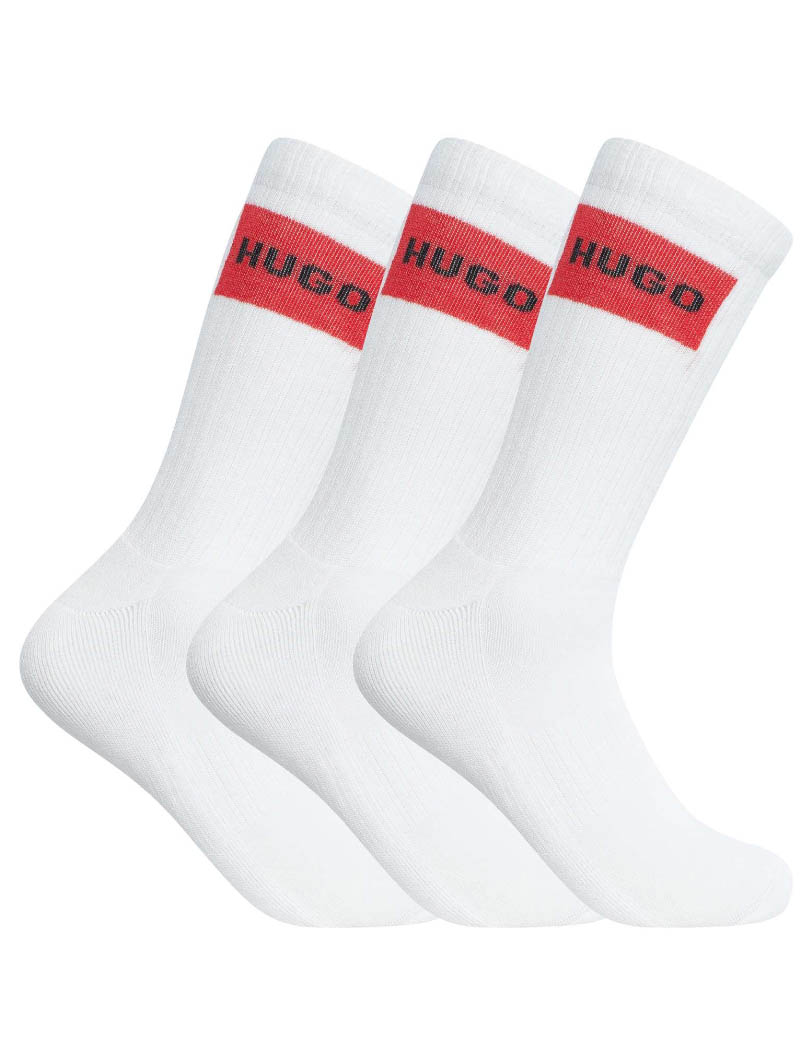 Paquete de 3 calcetines Hugo Boss HUGO rojo logotipo calcetines de un cuarto de largo en blanco - Imagen 2 de 2
