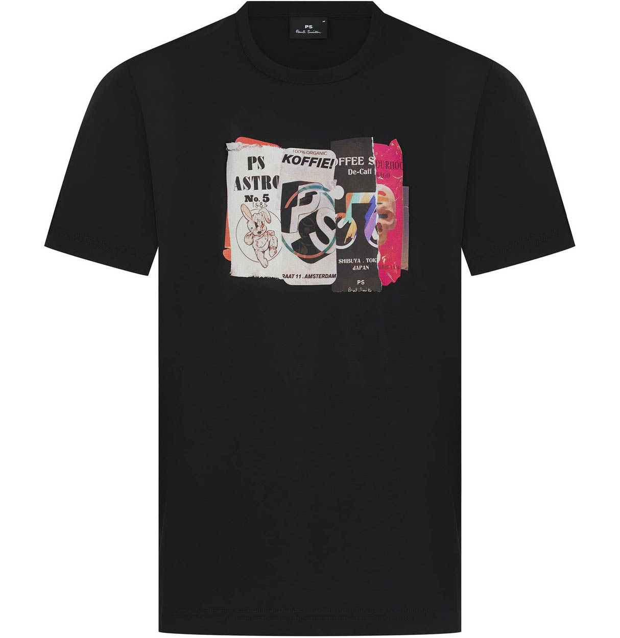 Paul Smith T-Shirt Herren Cut Paste Front Graphic Print Crew Neck Tee in Schwarz - Bild 7 von 7