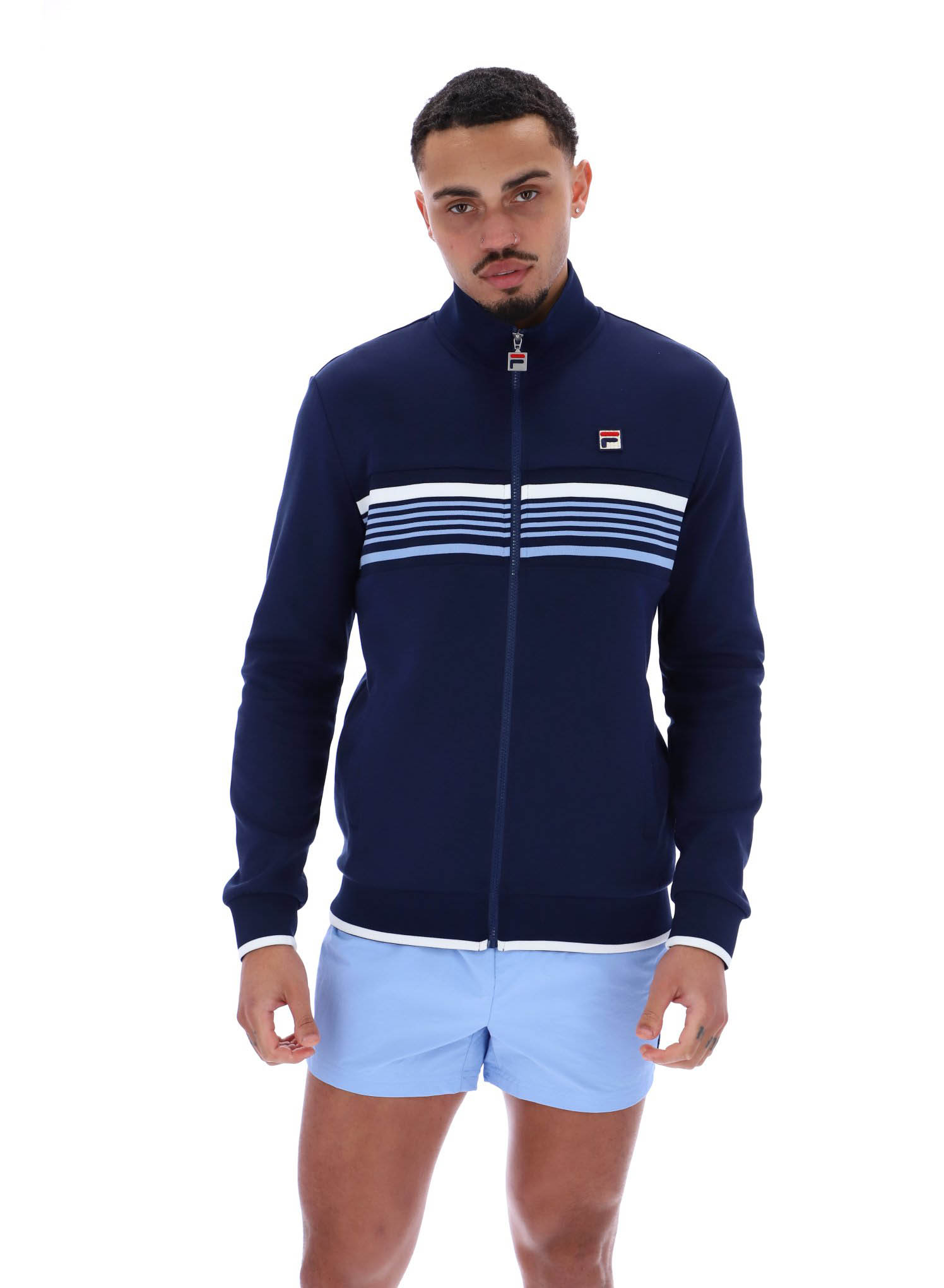 Fila Vintage Track Top Mens FILA Vasco Track Jacket /Fila Navy/White/Vista Blue - Picture 13 of 14