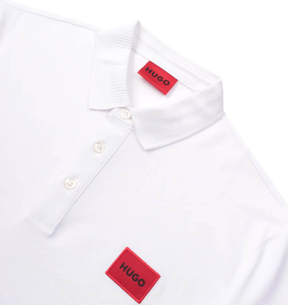 Polo uomo HUGO Dereso rossa logo HUGO materia prima colletto polo bianca - Foto 8 di 8