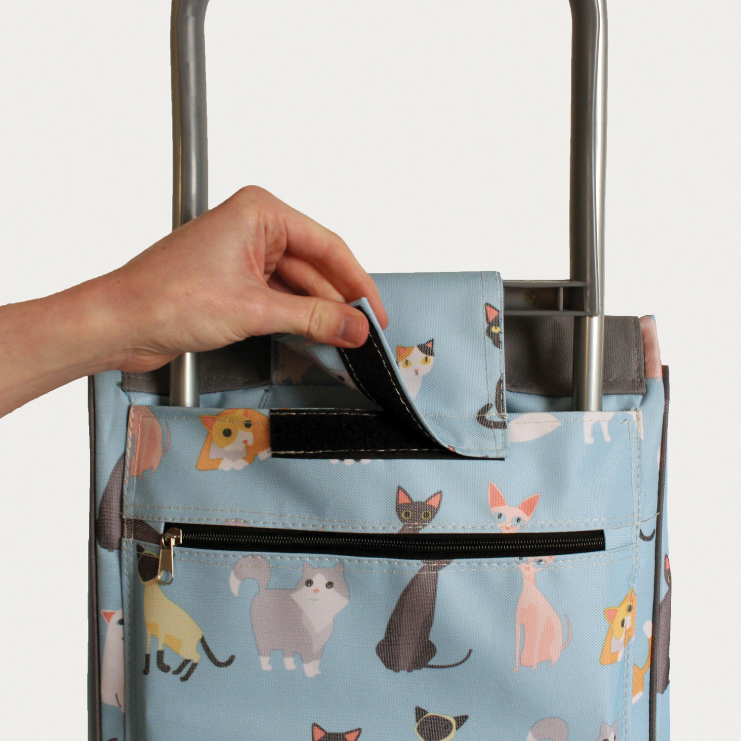 Sabichi 2 Wheel Shopping Trolley Crazy Cats Lemongrass Pug Design