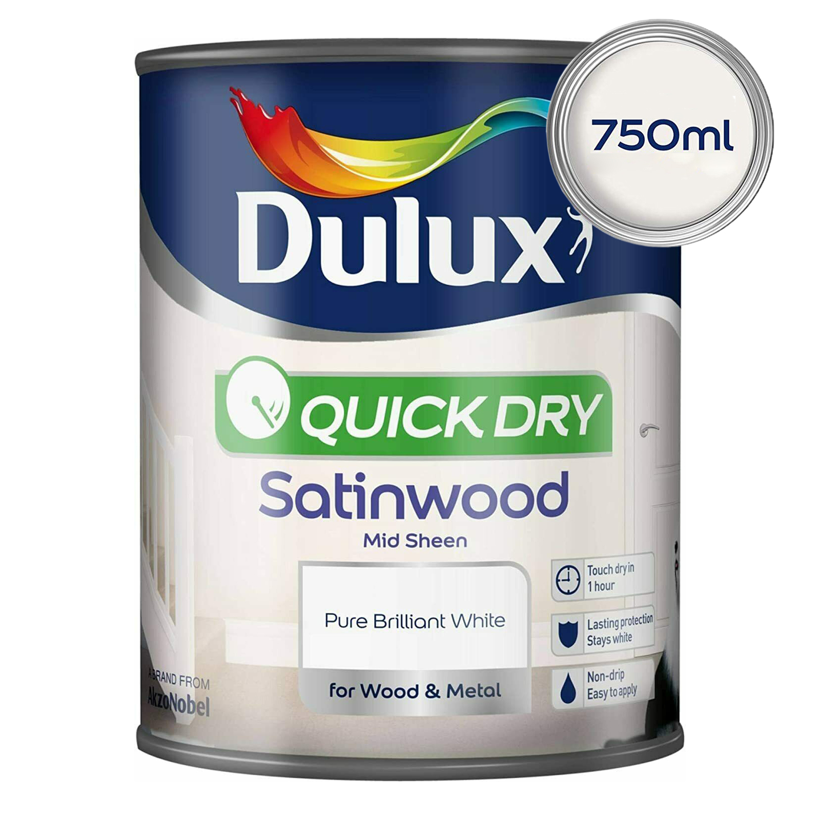 DULUX QUICK DRY Paint Wood Metal Pure Brilliant White Eggshell Gloss