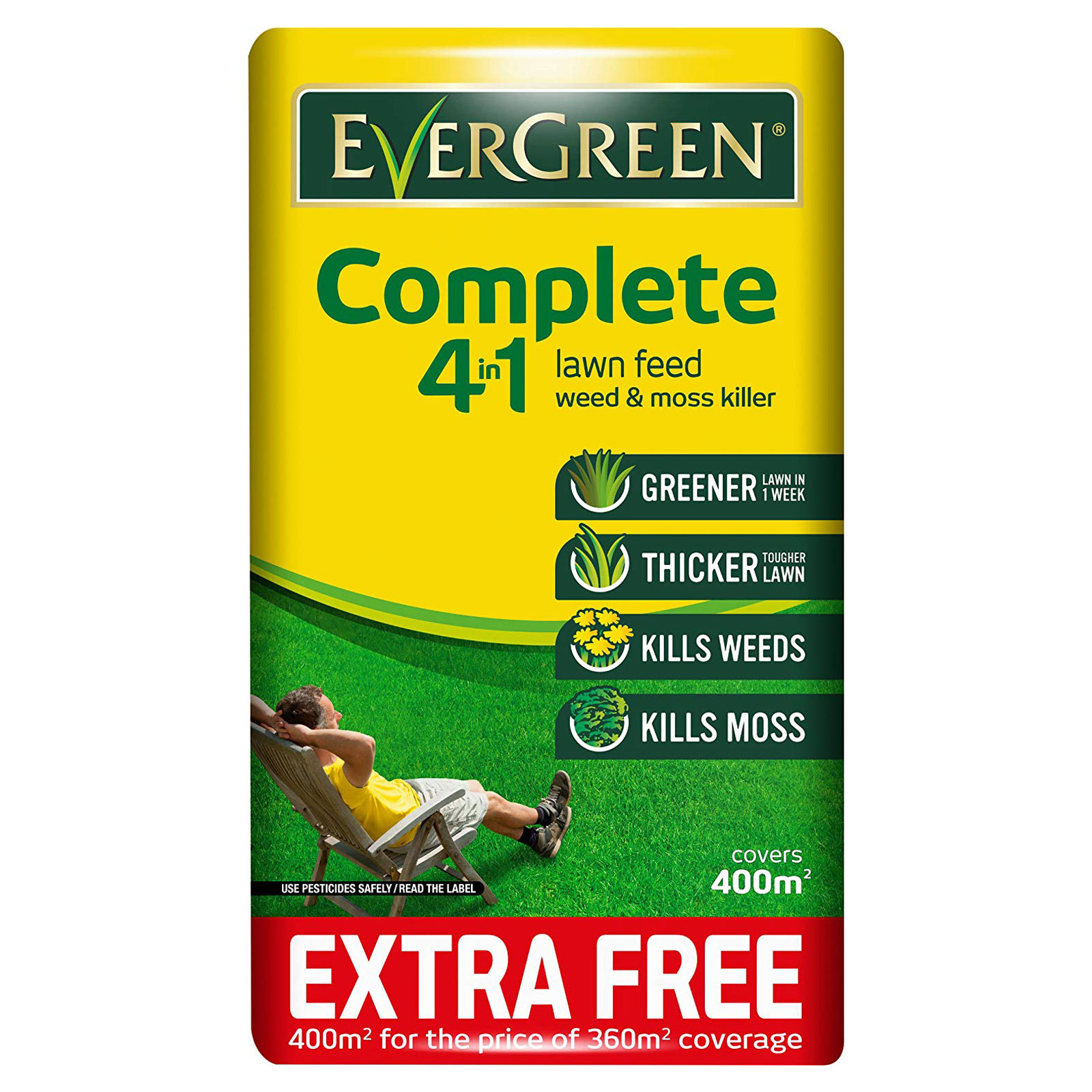 EVERGREEN COMPLETE 4 In 1 Lawn Food Weed & Moss Killer 360m + 10 Fertiliser £22.90 PicClick UK EVERGREEN COMPLETE 4 In 1 Lawn Food Weed & Moss Killer 360m + 10 Fertiliser £22.90 PicClick UK
