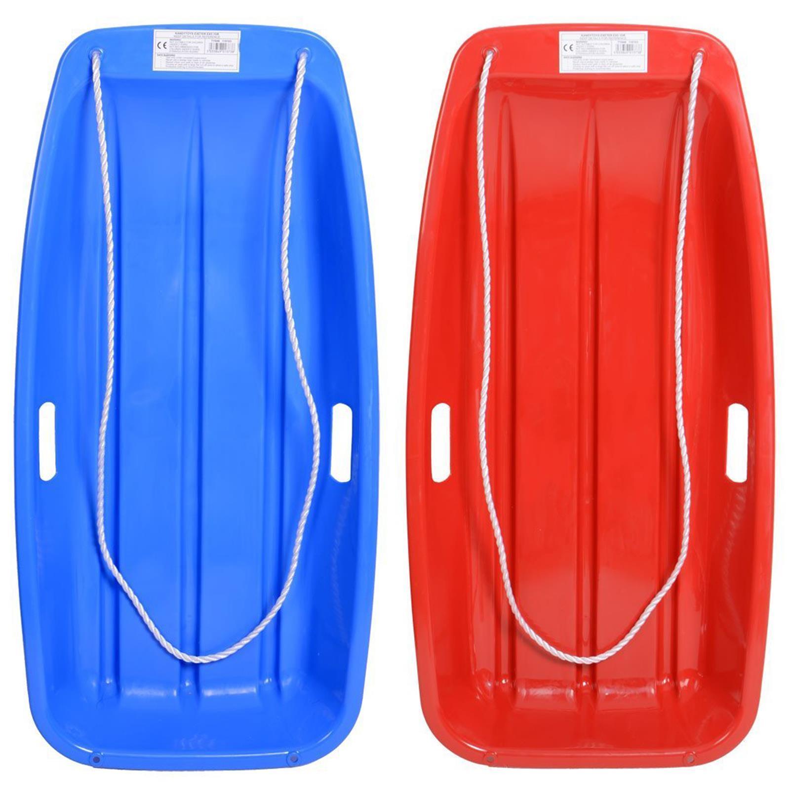 Large Plastic Sledge Rope Kids Toboggan Sled Sleigh Winter Snow Board ...