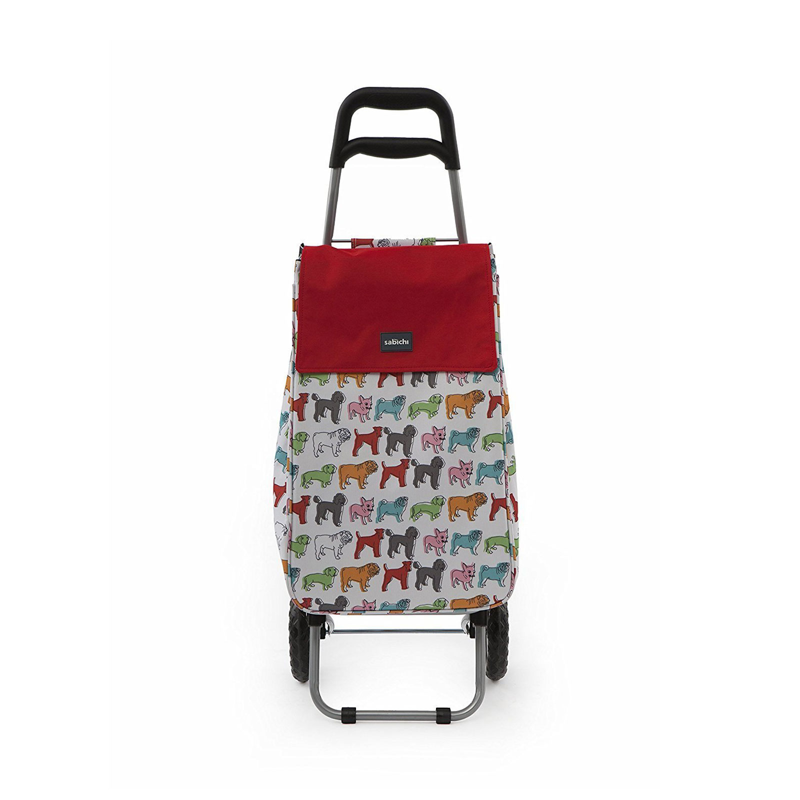 Sabichi 2 Wheel Shopping Trolley Crazy Cats Lemongrass Pug Design