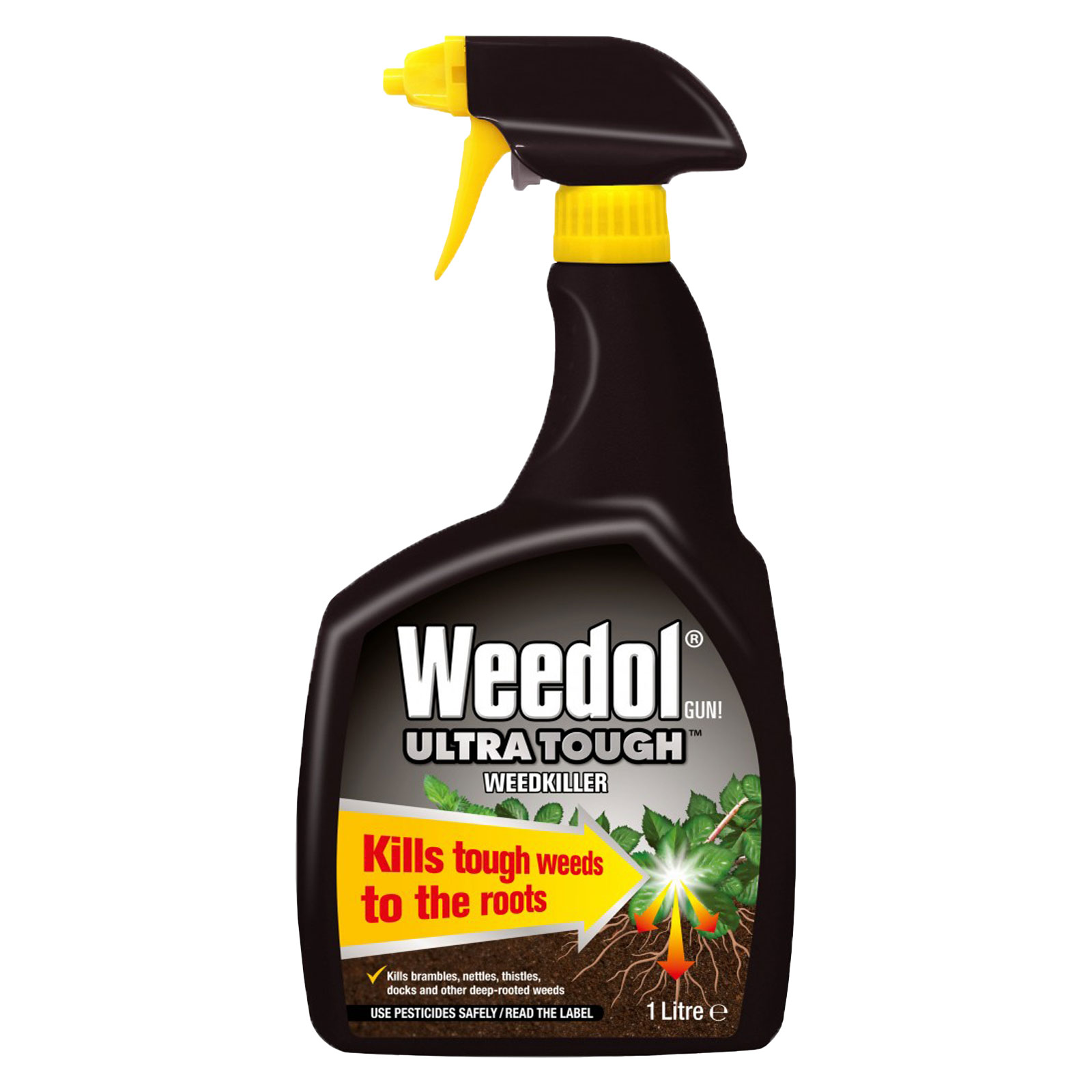 WEEDOL ULTRA TOUGH Weedkiller 1L 1 Litre Spray Gun Kills Weeds Roots