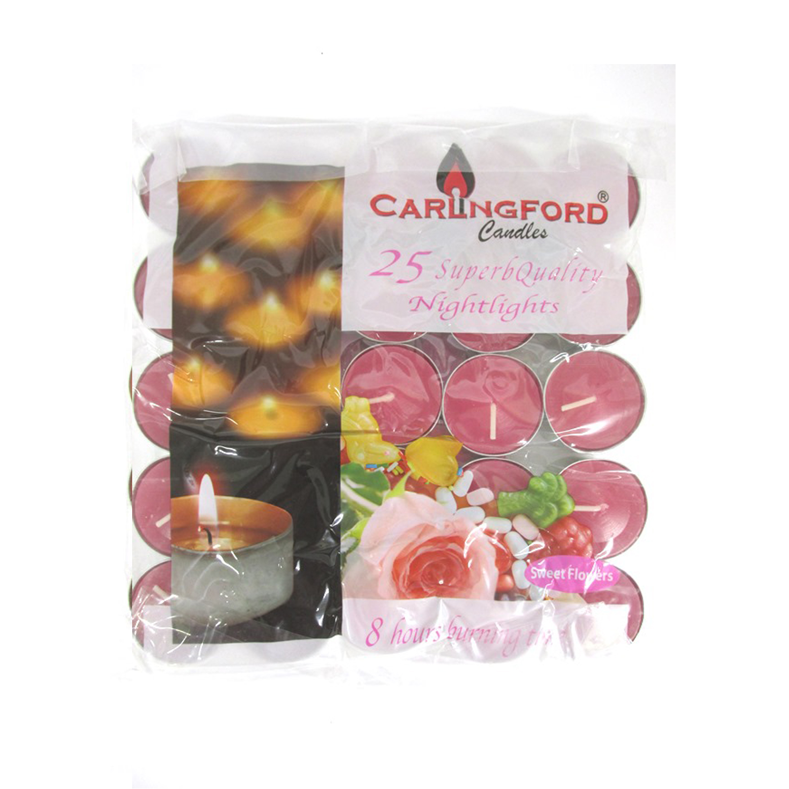 Carlingford Candles Scented Tea Lights Nightlights 25 Pack 68 Hour