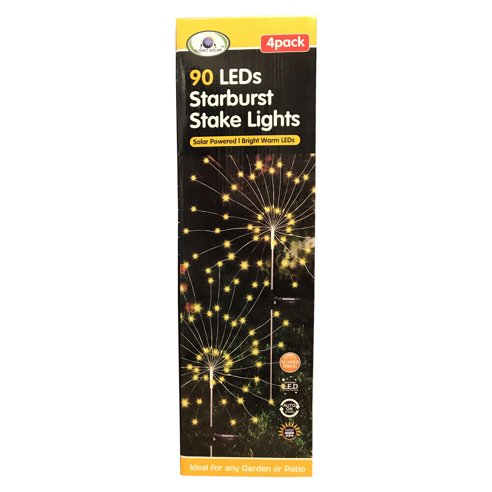 90 LED Starburst Stake Lights Warm White Solar Powered Fairy Garden Outdoor