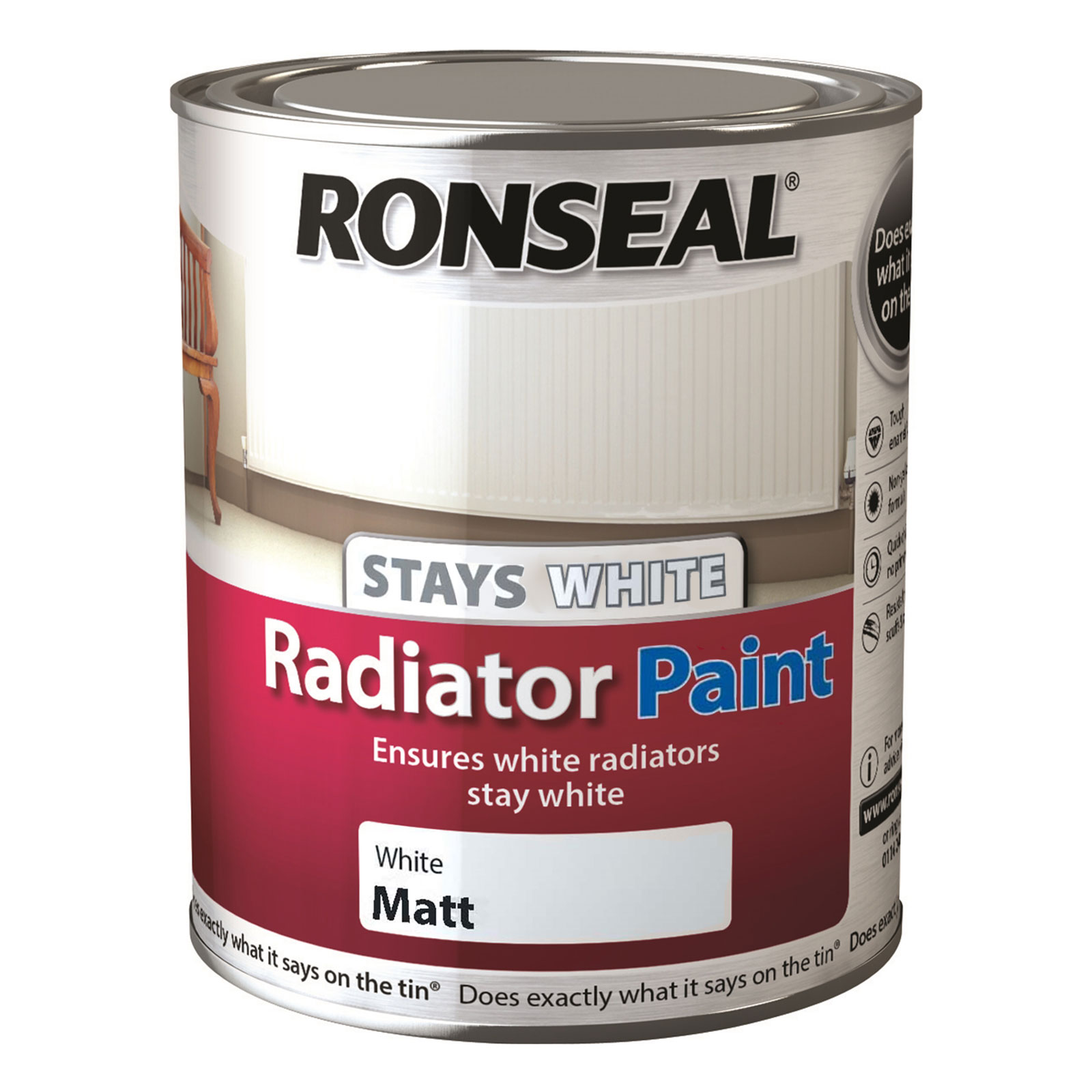 Ronseal Stays White Radiator Paint White 250 / 750 ml Gloss Matt Satin
