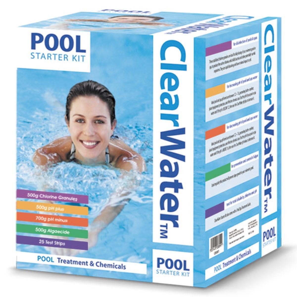 Clearwater Pool Starter Kit Includes Chlorine, pH+, pH, Algaecide