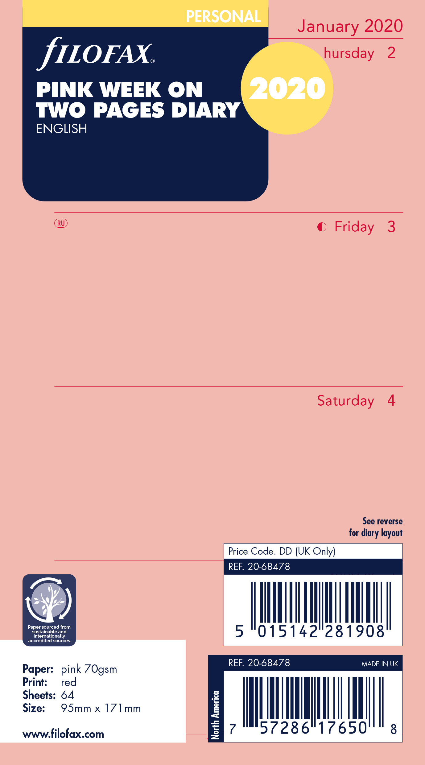 eine Woche pro Seite Englisch 2021 Tagebuch Taschenkalender Filofax