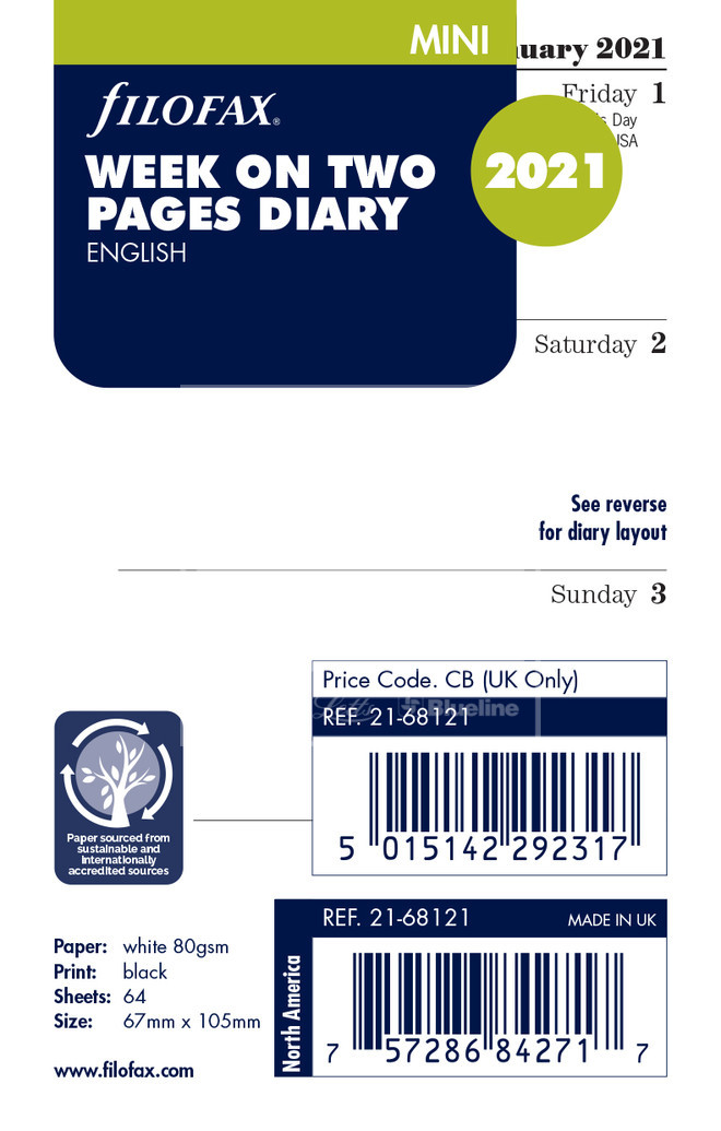 Filofax Agenda 2021 con settimana personale su due pagine