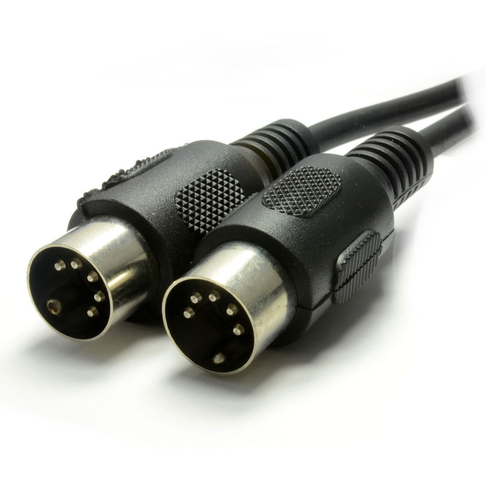 5-Pin MIDI Male To 3.5mm Stereo Male Aux Cable – 1.5FT Black – Audio Converter Cord