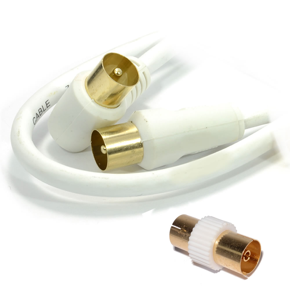 Câble Antenne Coaxial TV - Rallonge Mâle/Mâle Avec Coupleur, Longueurs Au Choix (0,5m à 50m)
