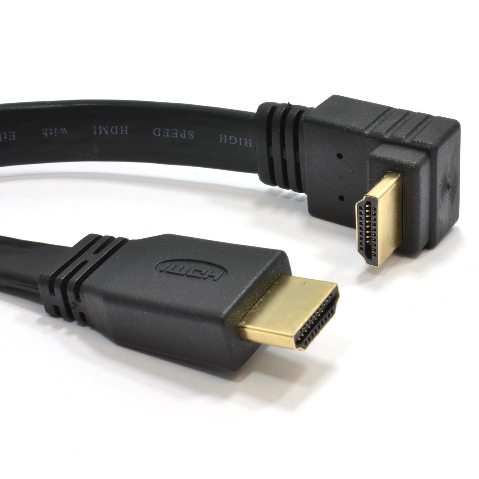 FLAT HDMI RIGHT ANGLE 90 High Speed Cable for 3D TV 1.4 Lead Gold 1m/2m