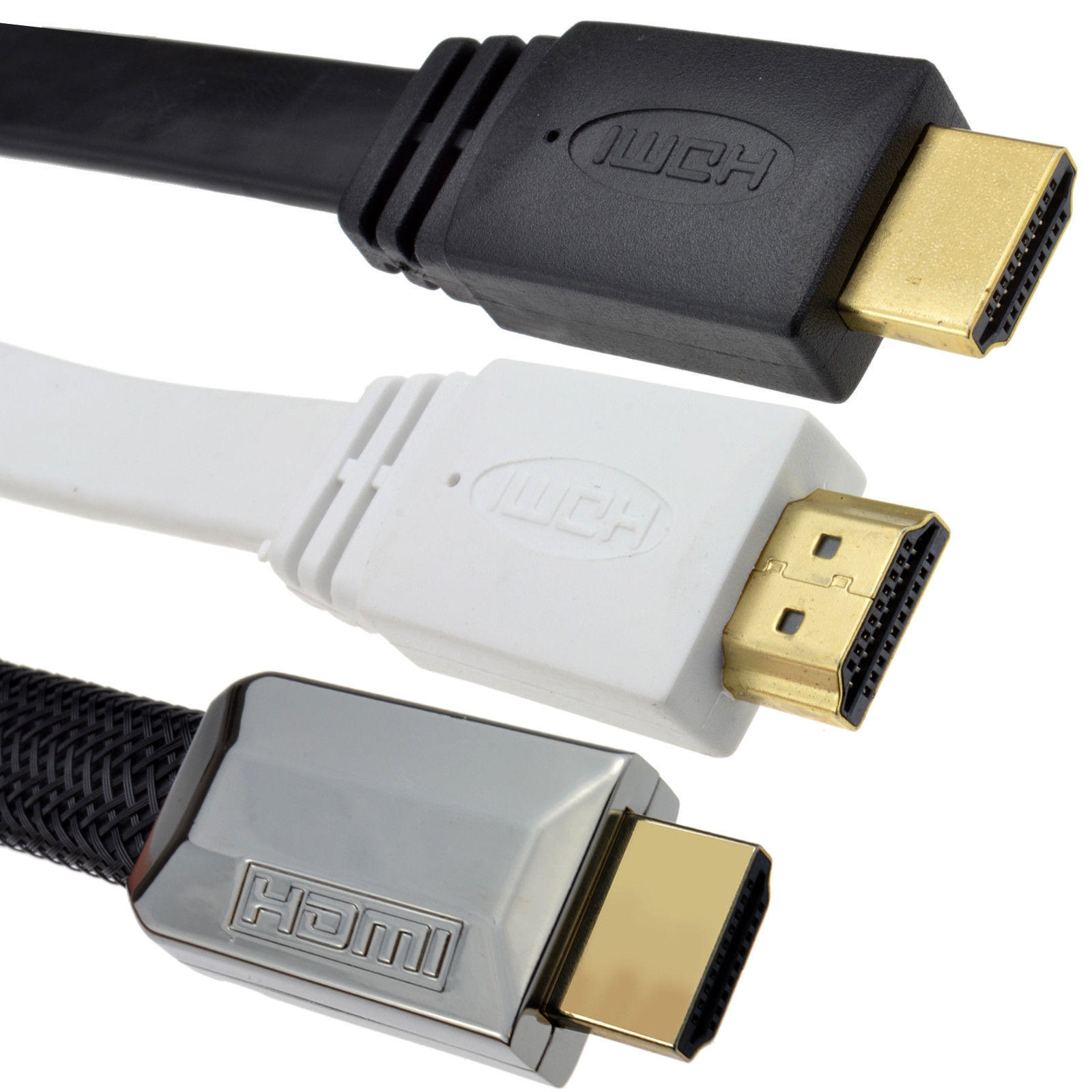 PRO FLAT Braided HDMI 2.0 High Speed 4K TV Low Profile Cable Metal Ends 1m/2m/3m eBay