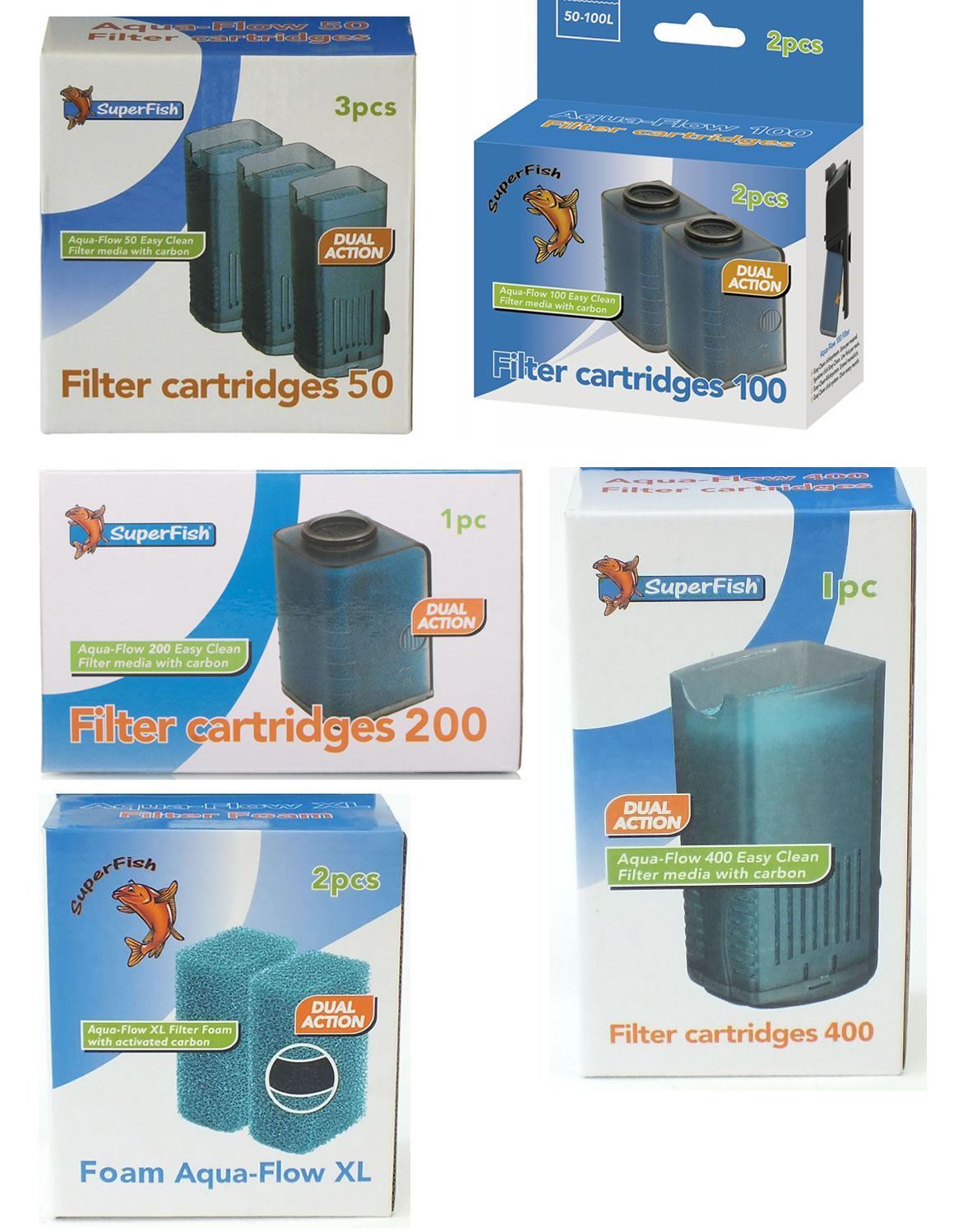 Superfish Aqua Flow Cartridge Aquarium Filter Foam Carbon 50 100 300