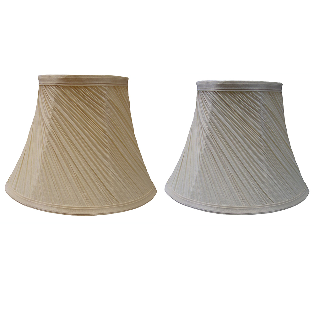 Table Lamp Shade 12" Mushroom Swirl Pleated Fabric Cream & Champagne