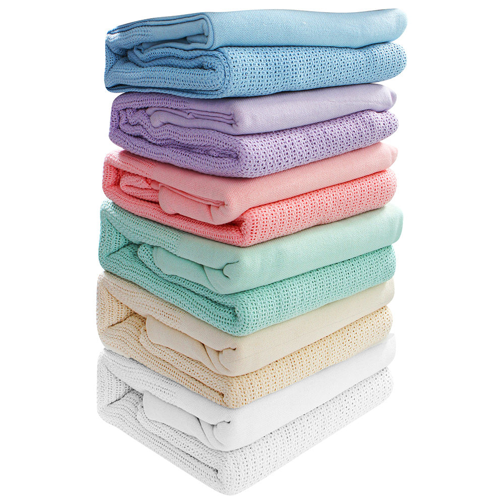Soft Cotton White Cellular Blanket Single Double King Super King