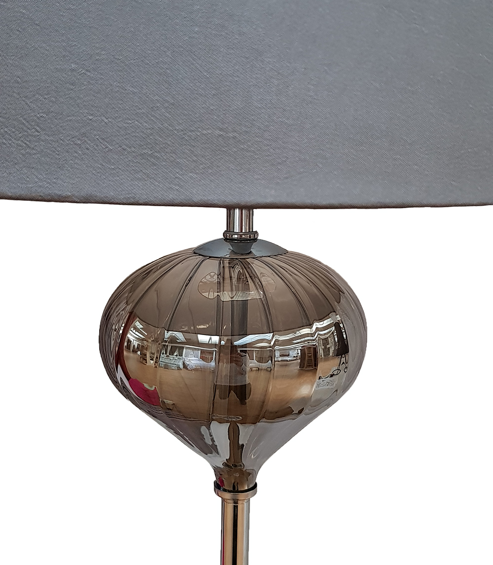 Luton Matching Chrome Glass Table and Floor Lamp Shiny Shade (sold