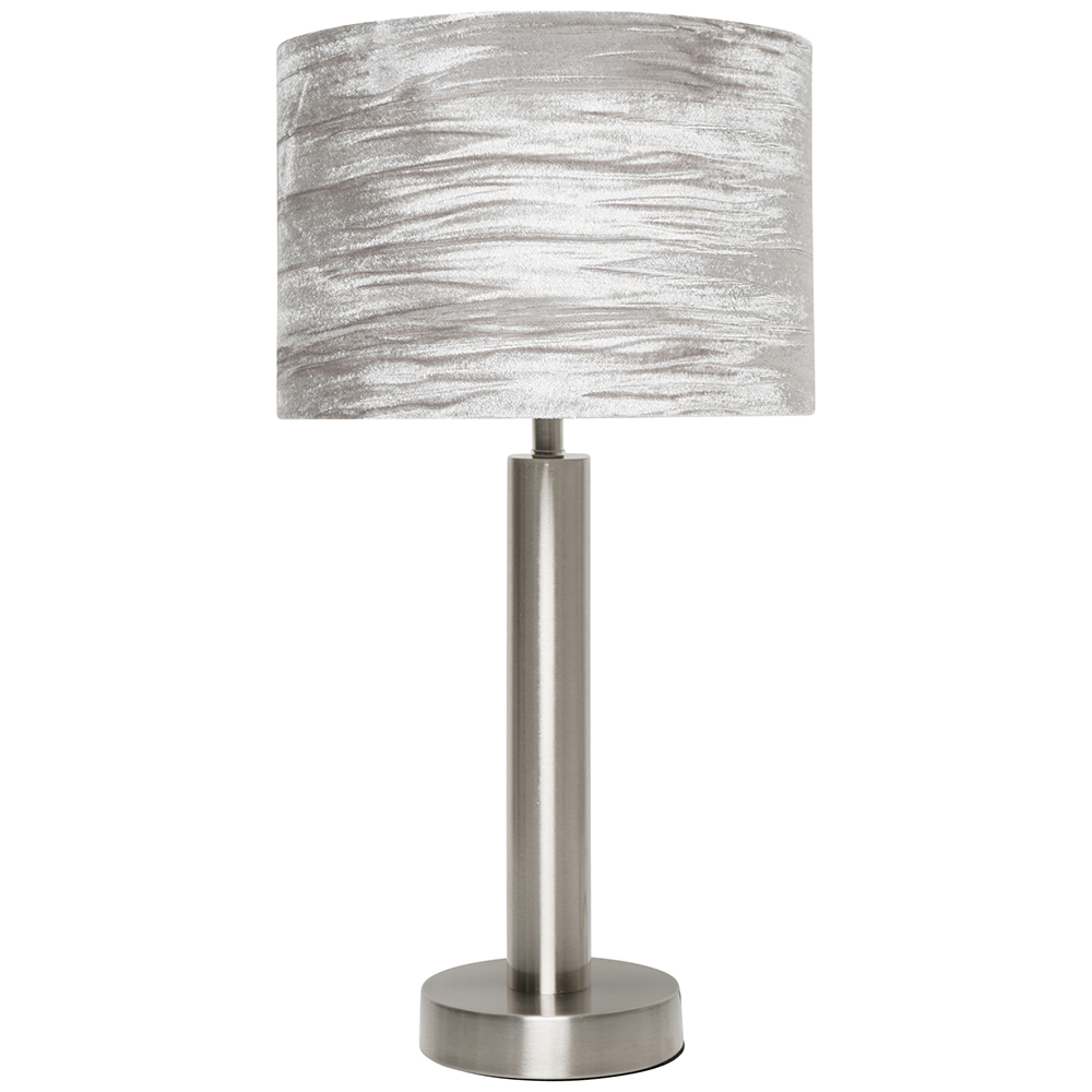 grey crushed velvet table lamp