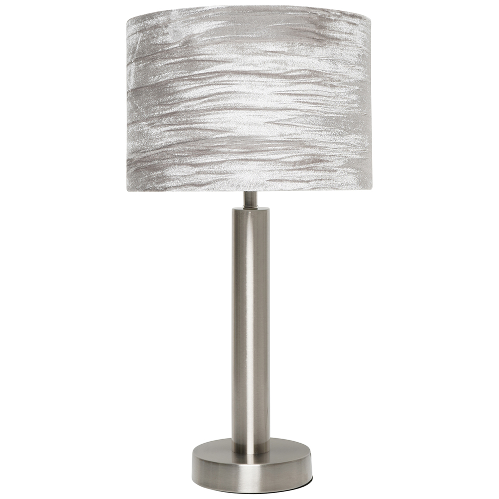 silver crushed velvet bedside lamp