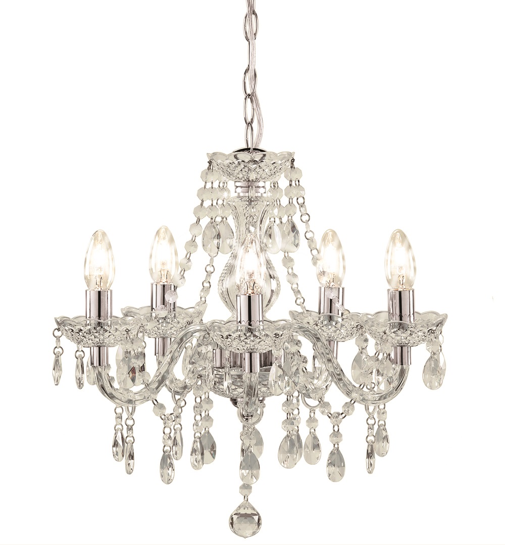Kliving Tuscany Chandelier 3 & 5 Ceiling Light Acrylic Droplets Clear