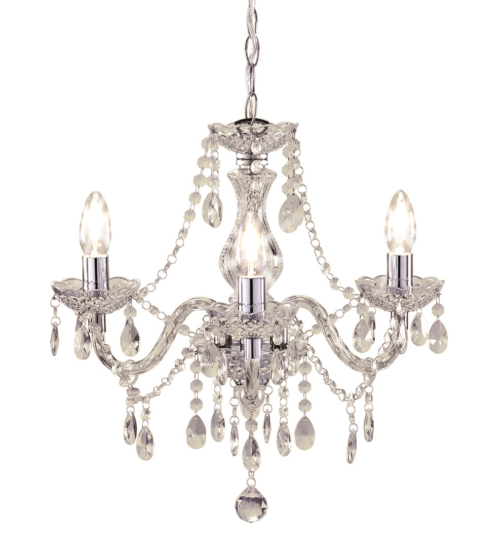 Kliving Tuscany Chandelier 3 & 5 Ceiling Light Acrylic Droplets Clear ...