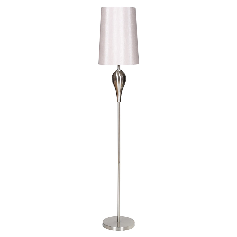 Details About Silver Metal Floor Lamp Satin Nickle Withchampagne Pale Mushroom Shade