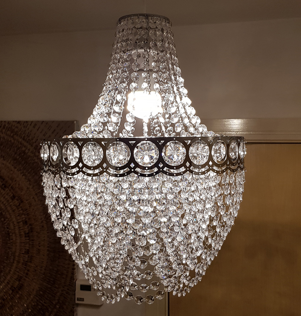 Easy Fit Clear Acrylic Beaded Chandelier Pendant Ceiling Light Shade