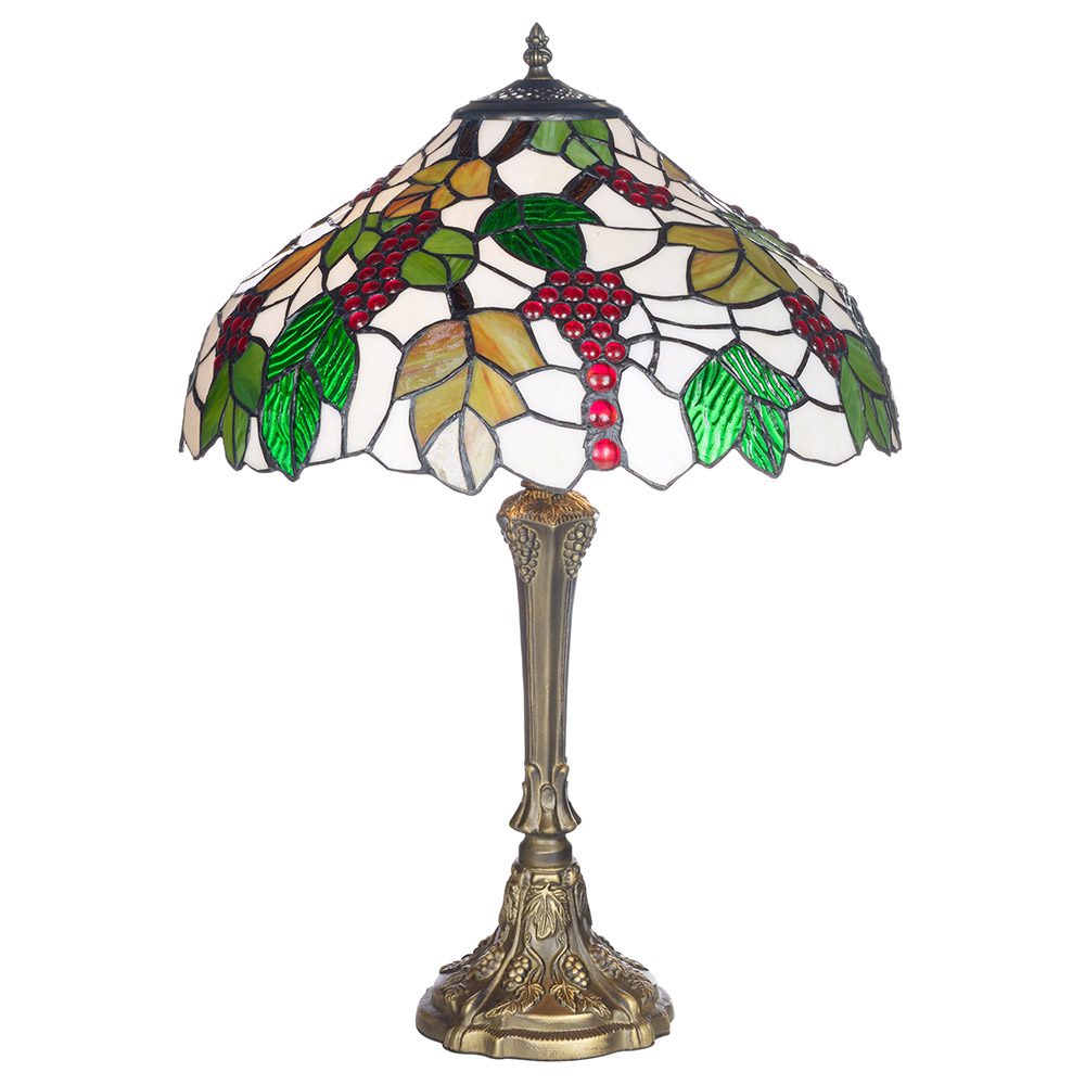 Tischlampe Tiffany Stil Antik Messing Lackierung Basis & Gefärbtes Glas