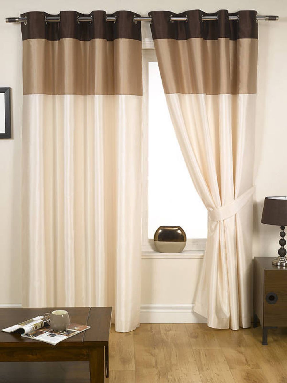 Harmony Ready Made Fully Lined Eyelet Ring Top Curtains Natural Neutral