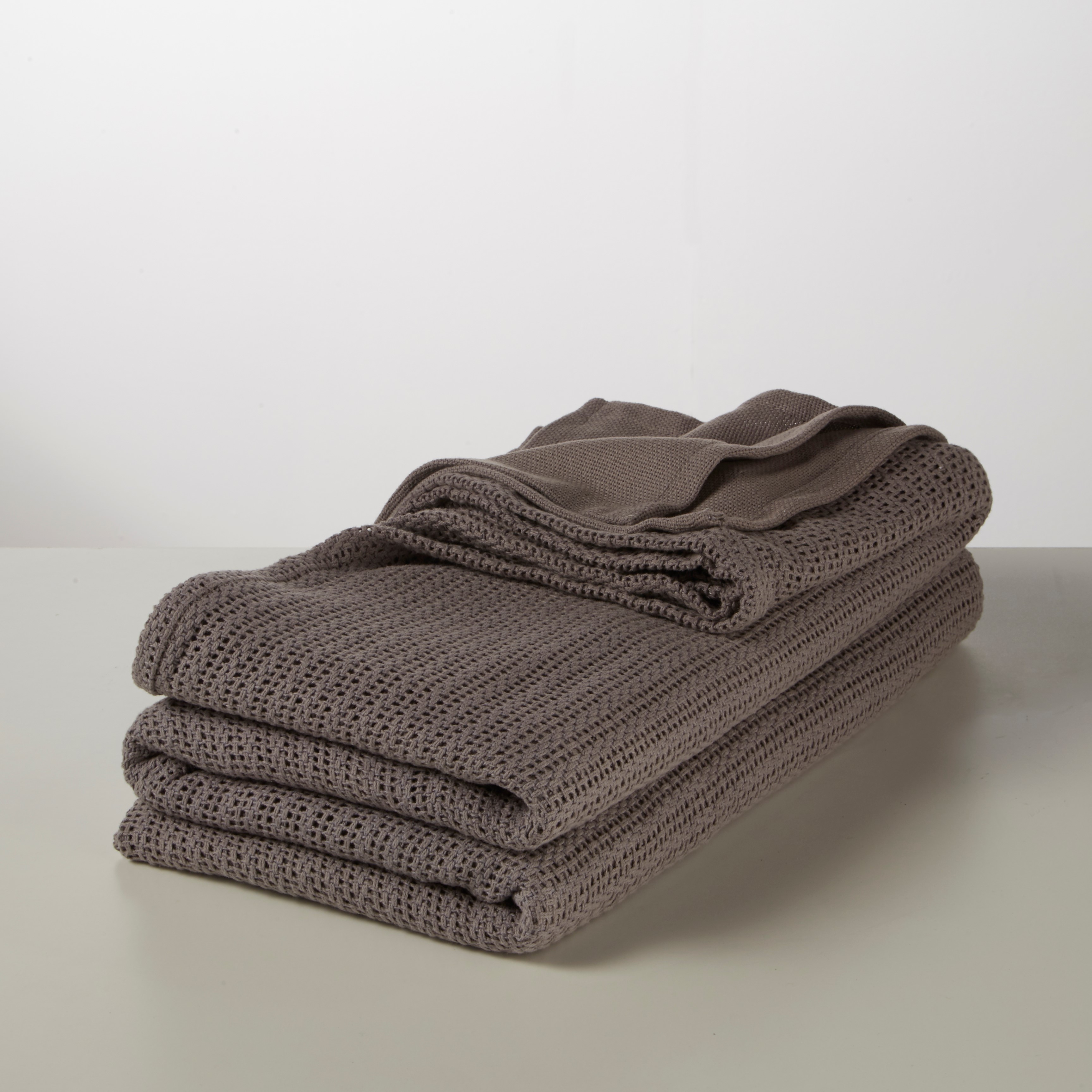 Smoke Grey Cellular Blanket 100 Cotton SLEEPSCENE Single, Double, King