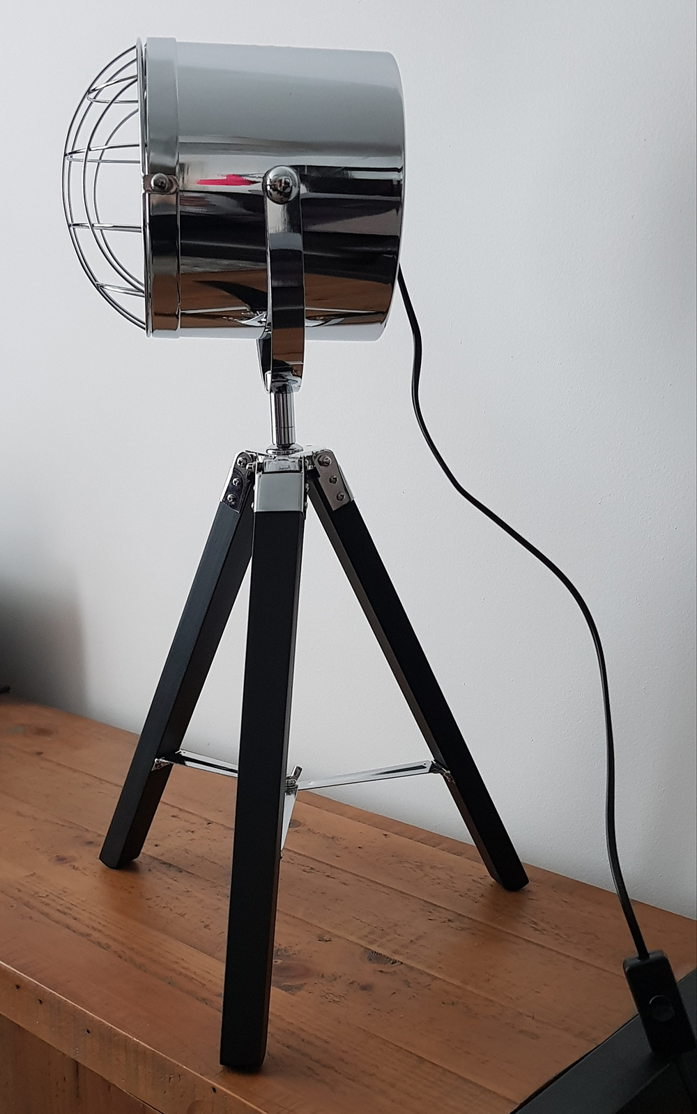 Industrial Modern Tripod Spotlight Table Lamp in Wood and ...