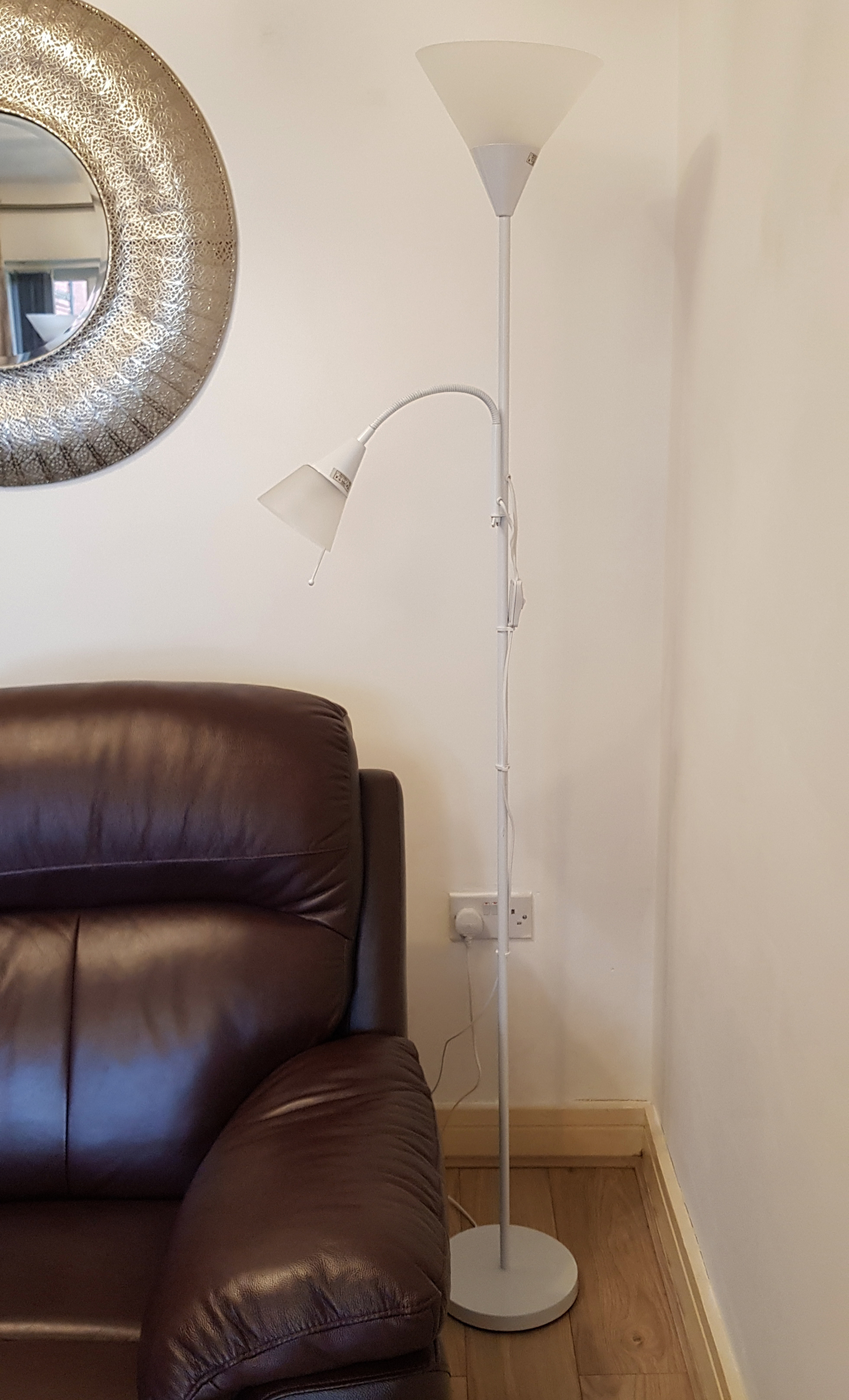 Mother and Child Floor Lamp White 180cm Tall Standing Uplighter Light