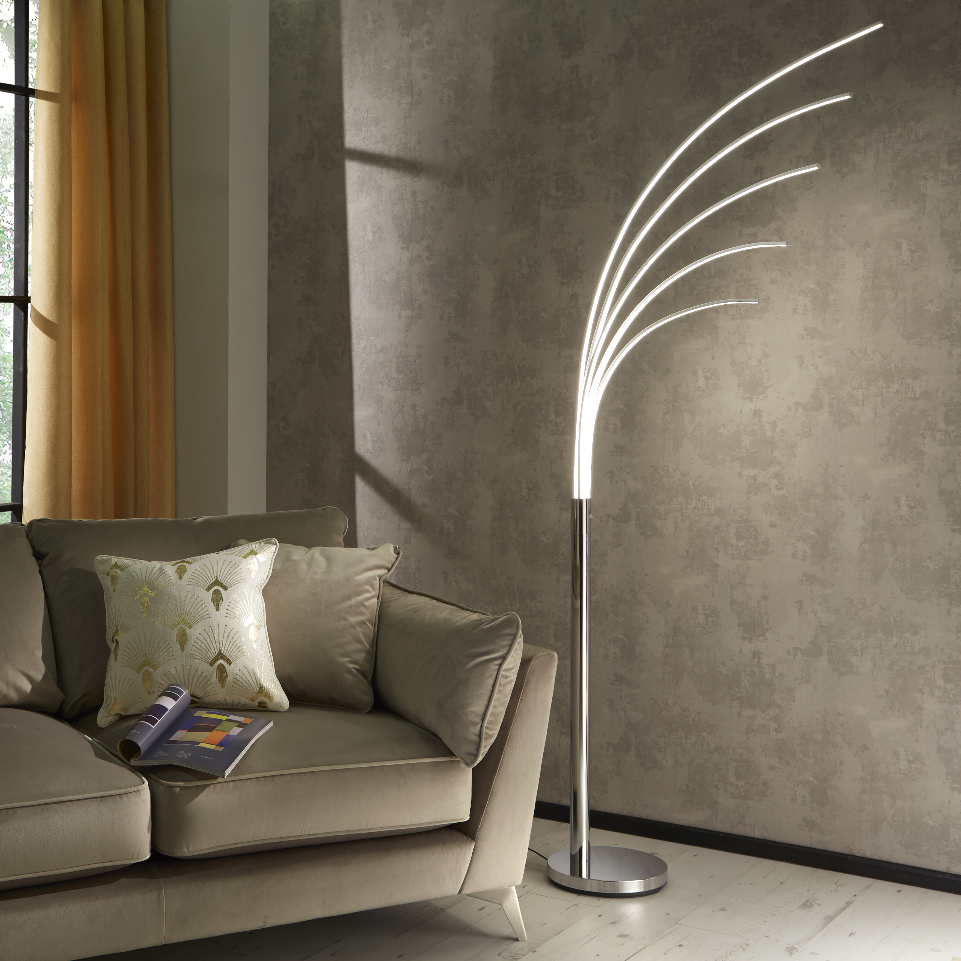 Palm LED 5 Light Arch Chrome Floor Lamp Tall Floor Standing Arched Lamp | eBay