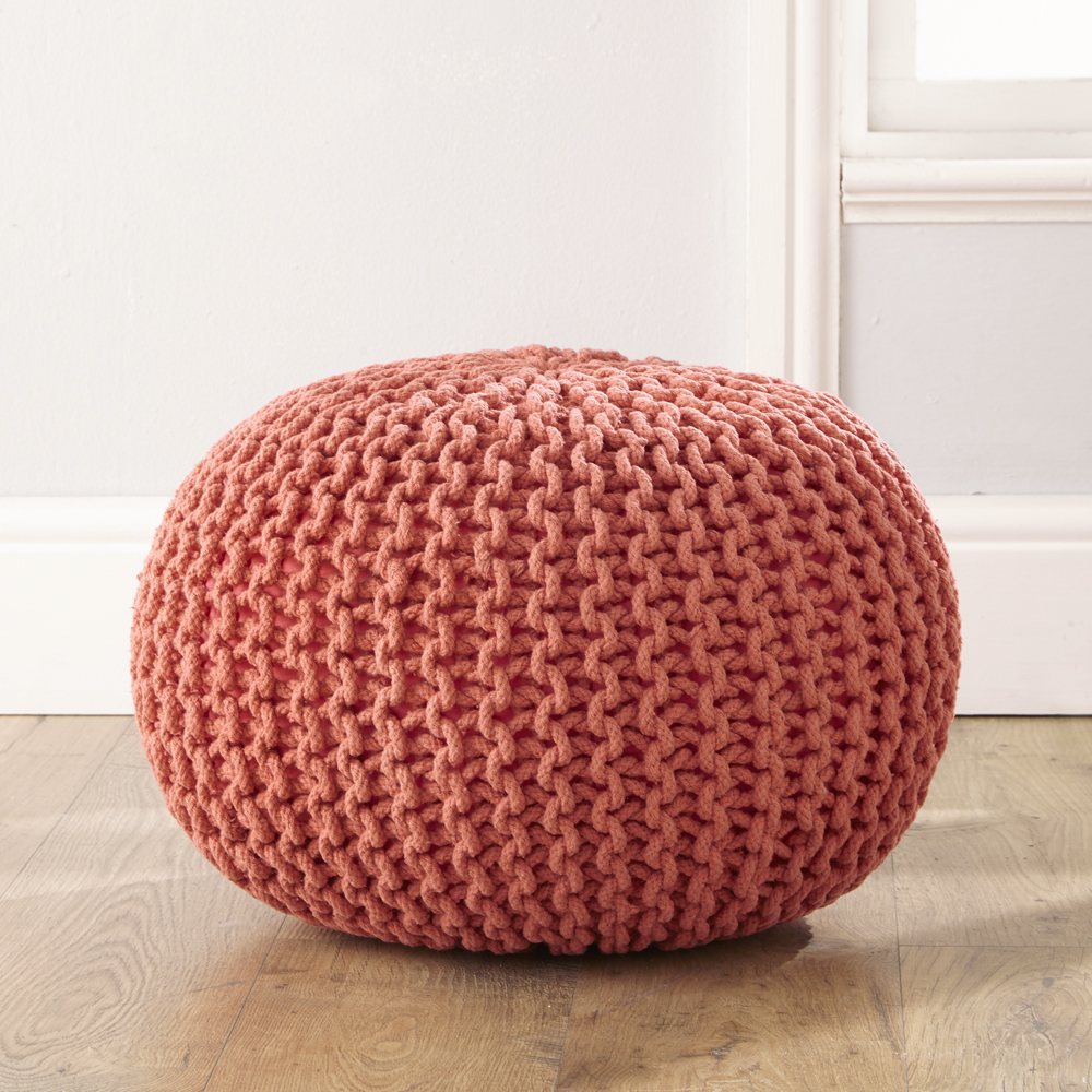 SLEEPSCENE Knitted Pouffe Footstool Bean Filled 100 Cotton In Various
