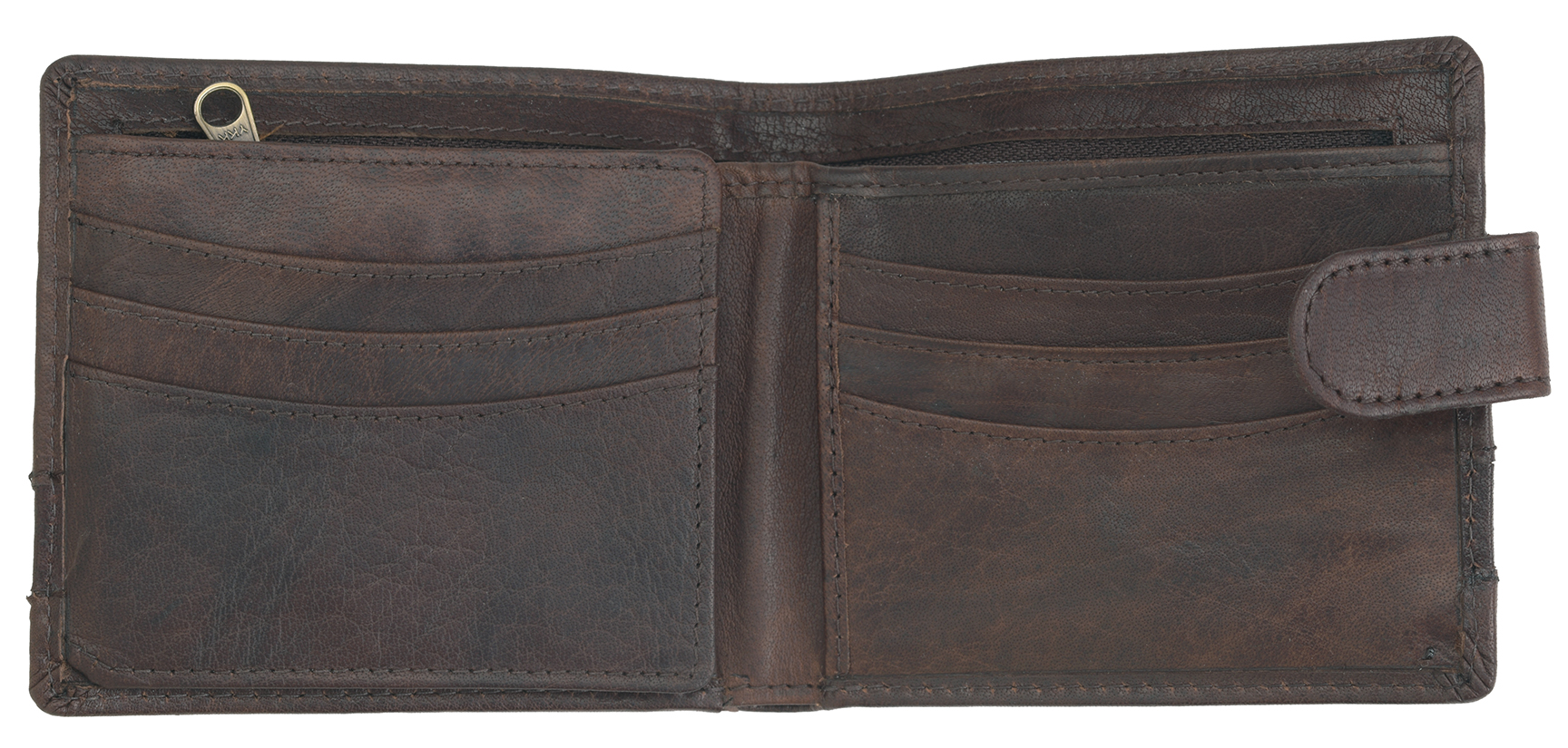 Rowallan Men's Flip Out Wallet Made Vintage Rustic Buffalo Leather Dark Brown - Picture 4 of 5