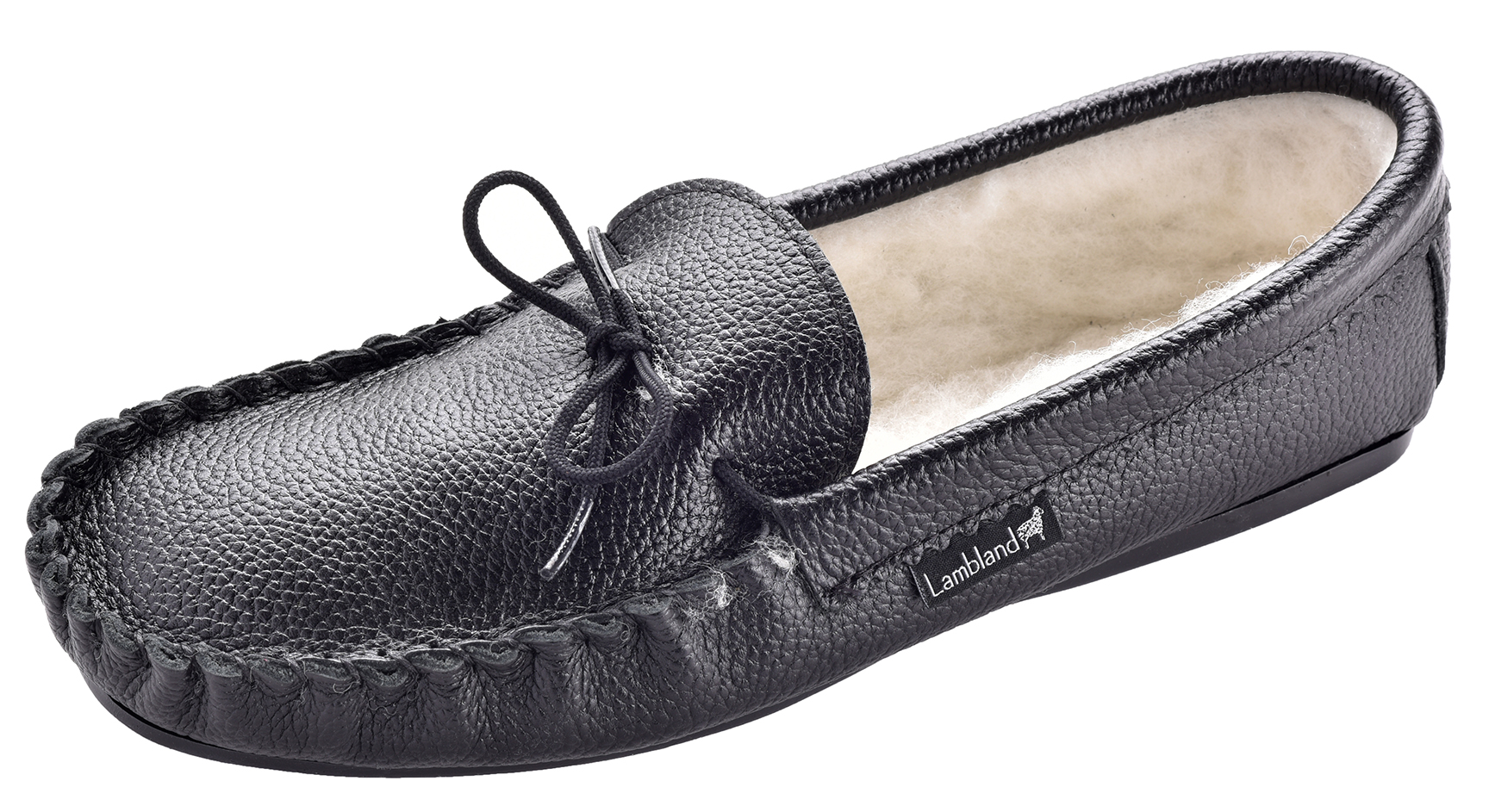 Ladies Leather Moccasin Slippers Wool 